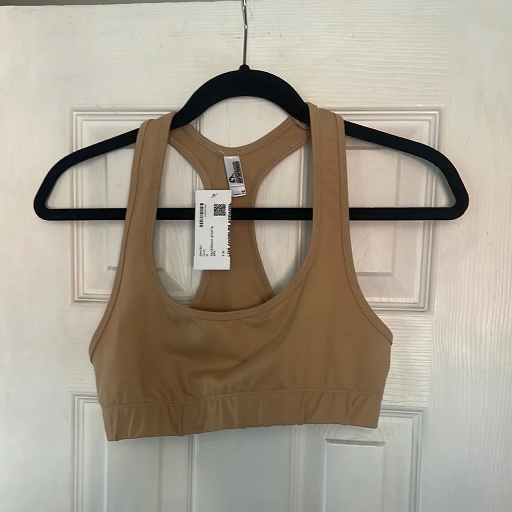 Neutral Tan Racerback Sports Bra - Picture 1 of 3